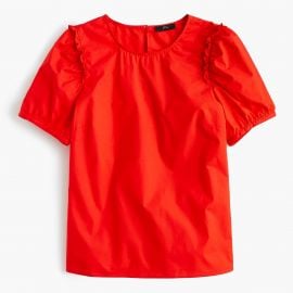 Puff-sleeve top in cotton poplin at J. Crew