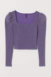 Puff-sleeved Top - Purple - Ladies  HampM US at H&M