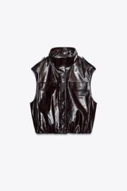 Puffer Faux Leather Vest at Zara