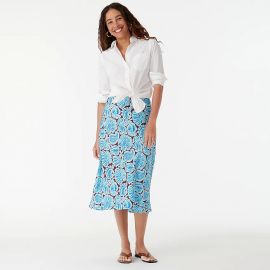 Pull-on slip skirt in aqua paisley at J. Crew