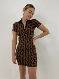 Pumpkin Spice Printed Polo Dress  at Vamp Official