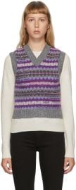 Purple & Grey Jacquard V-Neck Vest at Ssense