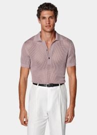 Purple Crochet Polo in Californian Cotton Mulberry Silk SUITSUPPLY SUITSUPPLY US at Suitsupply