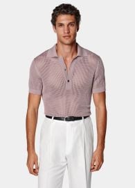 Purple Crochet Polo in Cotton Silk SUITSUPPLY at Suitsupply