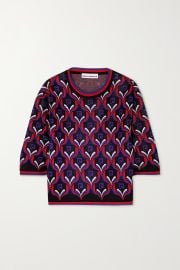 Purple Cropped jacquard-knit sweater PACO RABANNE NET-A-PORTER at Net a Porter