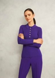 Purple Fara Ribbed Knitted Shirt Hobbs US at Hobbs