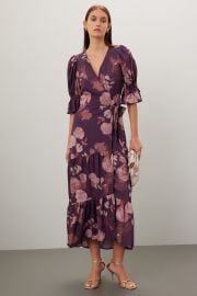 Purple Floral Midi Wrap Dress by Slate ampamp Willow Rent the Runway at Rent the Runway