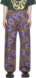 Purple Floral Print Trousers by Acne Studios on Sale at Ssense