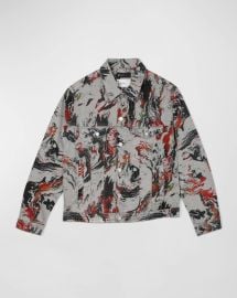 Purple Marble Print Trucker Jacket at Neiman Marcus