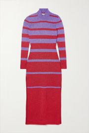 Purple Striped metallic knit maxi dress PACO RABANNE NET-A-PORTER at Net a Porter