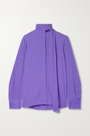 Purple Tie-neck silk-georgette shirt  VALENTINO  NET-A-PORTER at Net a Porter