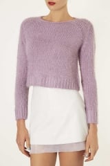 Purple knitted fluffy jumper at Topshop