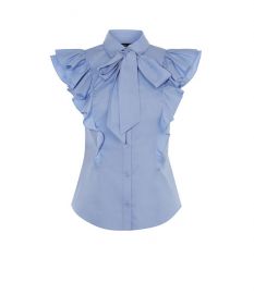 Pussy-Bow Frill Shirt by Karen Millen at Karen Millen