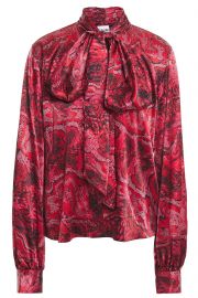 Pussy-Bow Printed Blouse by Ganni at The Outnet