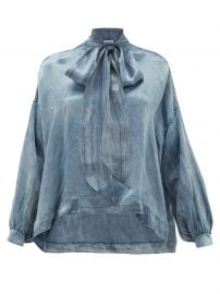 Pussy-Bow Satin Blouse by Balenciaga at Matches