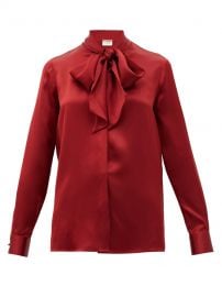 Pussy-Bow Silk-Satin Blouse by Saint Laurent at Matches