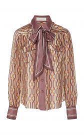 Pussy-Bow Two-Tone Printed Silk Shirt at Moda Operandi