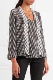 Pussy-bow Star-print Silk Crepe de Chine Blouse by Rixo London at Net A Porter