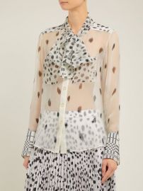 Pussy-bow dalmatian-print silk blouse at Matches