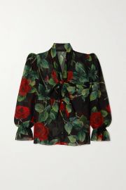 Pussy-bow floral-print silk-chiffon blouse at Net a Porter