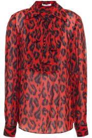 Pussy-bow leopard-print georgette blouse at The Outnet