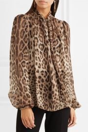 Pussy-bow leopard-print silk-chiffon blouse by Dolce & Gabbana at Net A Porter