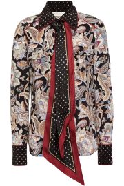 Pussy-bow printed silk crepe de chine blouse at The Outnet