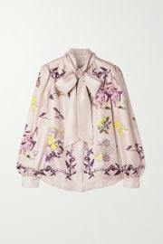 Pussy-bow printed silk-twill blouse at Net a Porter