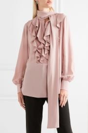 Pussy-bow ruffled silk-georgette blouse by Alexander McQueen at Net A Porter