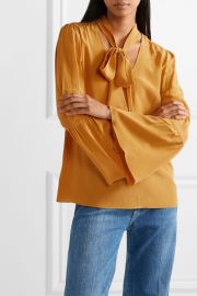 Pussy-bow silk crepe de chine blouse at Net A Porter