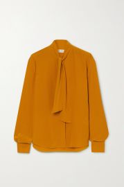 Pussy-bow silk crepe de chine blouse at Net a Porter