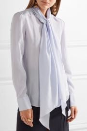 Pussy-bow silk crepe de chine blouse by Chloe at Net A Porter