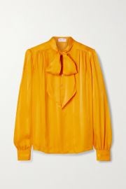 Pussy-bow silk-jacquard blouse  at Net a Porter