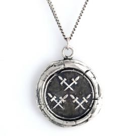 Pyrrha Crossed Swords Talisman Necklace at Wolf & Badger