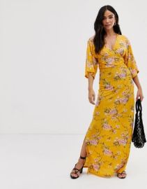 QED London wrap front maxi dress in floral print at ASOS