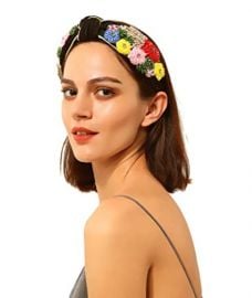 QTMY 2 Pack Beaded Crystal Wide Vintage Statement Headbands  at Amazon