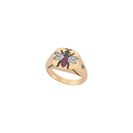 QUEEN BEE GOLD DIAMOND PINKY RING Bee Goddess at Bee Goddess