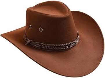 QWINEE Womenx27s Cowgirl Hat with Wide Brim Western Cowboy Hats Panama Hat Brown One-Size at Womens Clothing store at Amazon