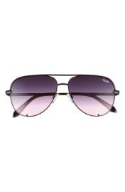 Quay Australia High Key Mini 51mm Aviator Sunglasses in Black/Smoke  at Nordstrom