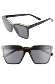 Quay Australia Level Up 55mm Square Sunglasses in Black Gold/Smoke at Nordstrom