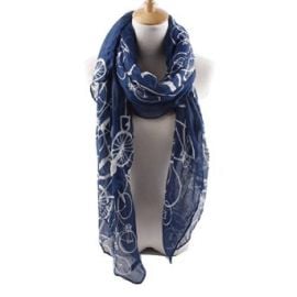 Quest Sweet Soft Voile Fabric Sheer Infinity Bicycle pattern Scarf Navy at Amazon