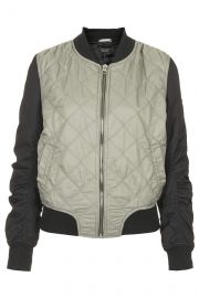 Quilted Contrast Bomber Jacket at Topshop