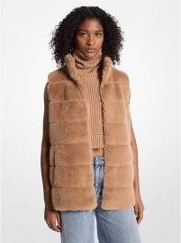 Quilted Faux Fur Vest in CAMEL - Sale Michael Kors US at Michael Kors