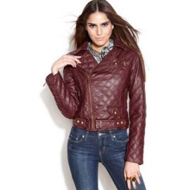 Quilted Faux-Leather Motorcycle Jacket by Bar lll at Macys