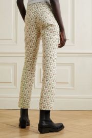 Quilted cotton-blend floral-jacquard straight-leg pants at Net a Porter