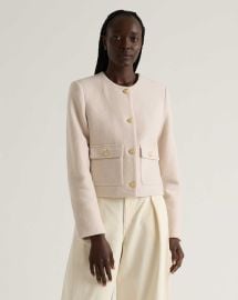 Quince 100 Merino Wool Collarless Cropped Jacket in Heather Bone at Quince