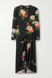 Quinn Gathered Floral-Print Crepe Midi Dress by Tibi at Net A Porter