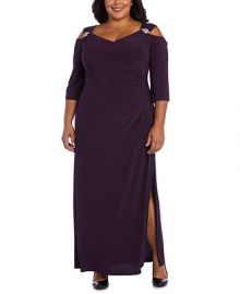 R   M Richards Plus Size Embellished Cold-Shoulder Gown   Reviews - Dresses - Plus Sizes - Macy s at Macys