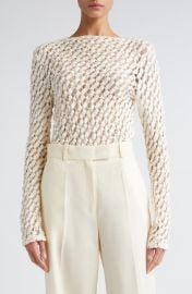 Róhe Boatneck Cotton Blend Lace Top at Nordstrom