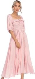 R.Vivimos Women Summer Half Sleeve Cotton Ruffled Vintage Elegant Backless A Line Flowy Long Dresses at Amazon